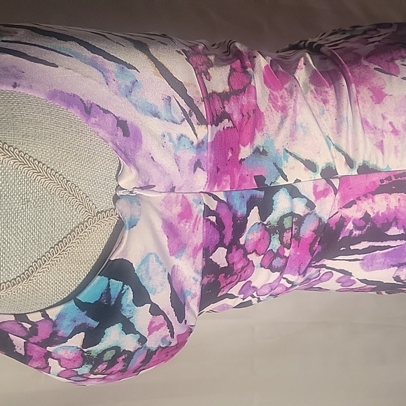 Bisou Bisou Purple Abstract Watercolor Print Sleeveless Dress Size: 10 - Picture 9 of 10